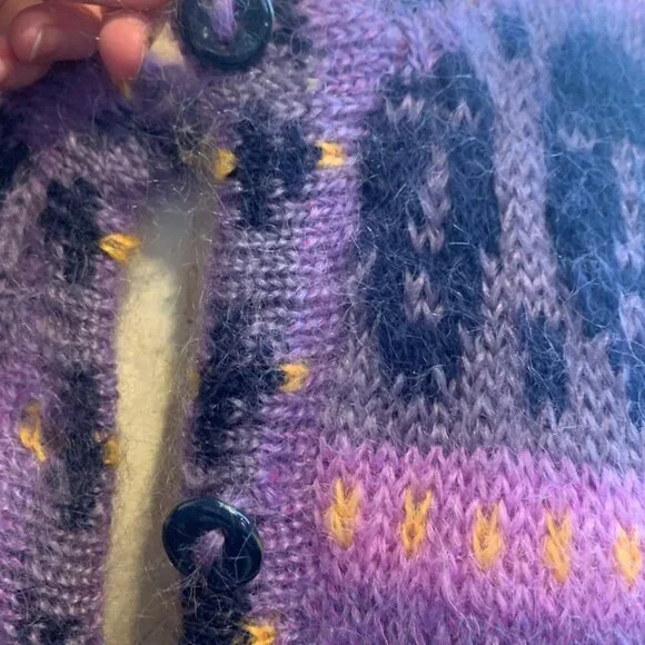 Vintage Siochain Mohair Ireland Handloomed Oversized Cardigan Womens Size M - Picture 5 of 11